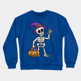 Halloween skull with treats Crewneck Sweatshirt